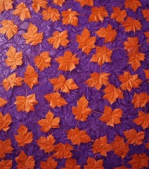 Crisp metallic orange leaves, geometric violet pattern  Textural autumnal art , elegant, geometric, pattern