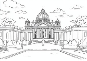 St. Peter's Basilica, Vatikanstadt - Bleistiftzeichnung