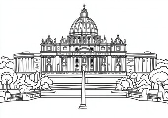 St. Peter's Basilica, Vatikanstadt – Zeichnung im Strichmusterstil