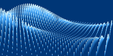 Abstract data wave background. Vertical lines forming a dynamic wave surface. Modern digital design.