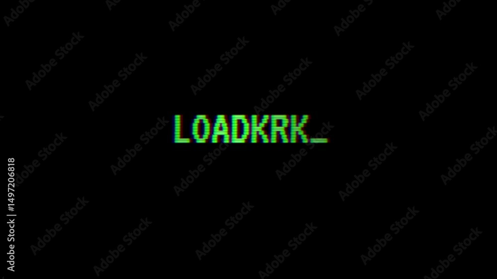 Aufkleber glowing green text message with digital glitch effect on black background