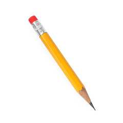 One sharp graphite pencil on white background, top view