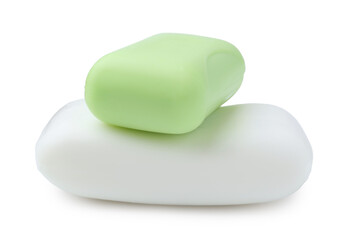 Two soap bars isolated on white. Personal hygiene