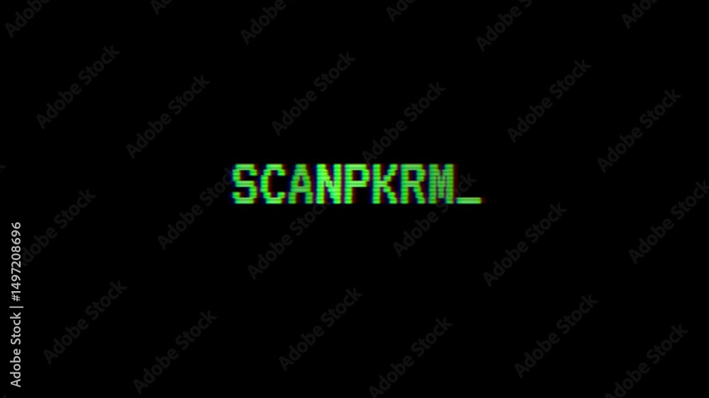 Aufkleber glowing green text message with digital glitch effect on black background