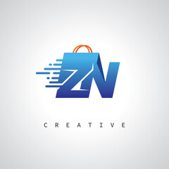 ZN Monogram Shopping Logo – Creative Vector Design for Modern E-commerce Branding