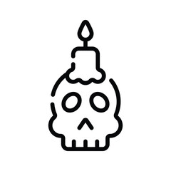 Modern linear icon of decorative skull candle