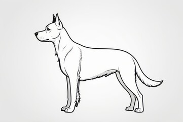 Fototapeta premium Line art illustration of a standing dog, profile view, showing its muscular build and elegant posture