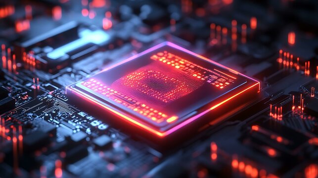 Macro view of digital ID card with NFC chip and fingerprint reader glowing Digital Threat Protection in Financial Systems Biometric and Data Encryption Interfaces