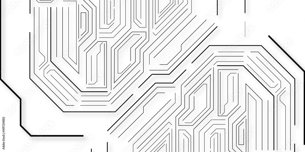 Aufkleber minimalistic black and white abstract circuit board design featuring geometric lines and tech-inspir