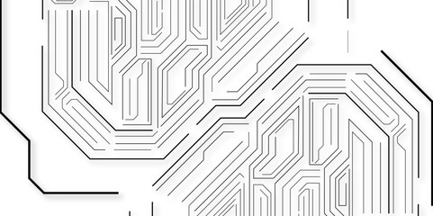 Minimalistic black and white abstract circuit board design featuring geometric lines and tech-inspired patterns. high-tech Ideal for use in technology, innovation, AI, and digital concept themes. 