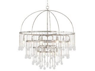 Aubrey Round Chandelier 4 tier , crystal and silver material , Elegant Lighting Fixture Against White bachground , 15 light-modern pendant light