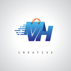 Fototapeta premium VH Monogram Shopping Logo – Creative Vector Design for Modern E-commerce Branding