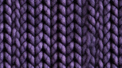 Dark purple seamless knit texture with detailed woven fibers, close-up sweater pattern in flat lighting, ideal for displacement maps, fabric surfaces, textile design and 3D rendering use