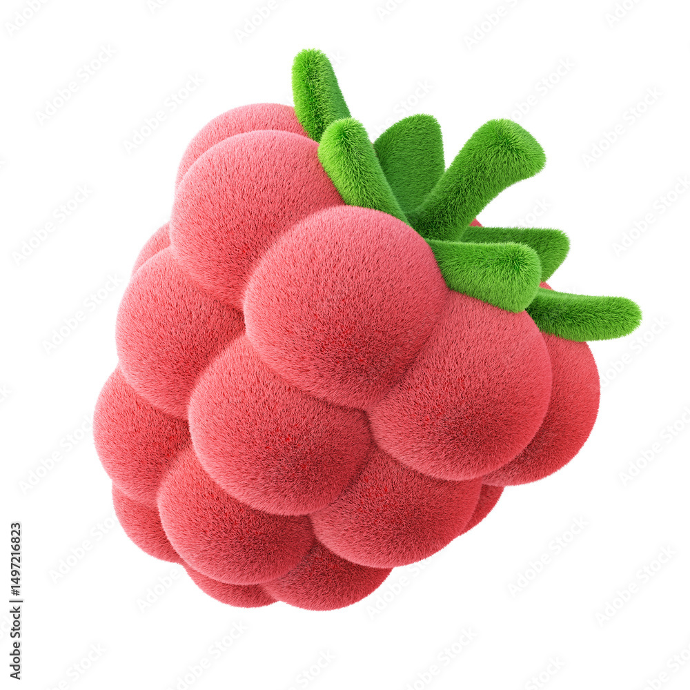 Canvas Prints cute fluffy rasberry 3d rendering. isolated on white.