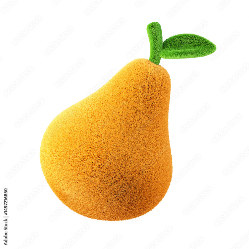 Canvas Prints cute fluffy pear 3d rendering. isolated on white.