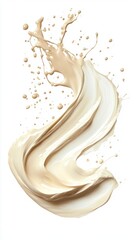 Golden Liquid Cosmetic Splashes on a White Background, Elegant Creamy Texture Illustration
