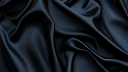 Close up dark fabric folds. Luxurious smooth dark fabric. Use Textile design inspiration