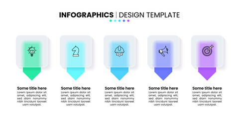 Fototapeta na wymiar Infographic template. 5 squares in a row with icons