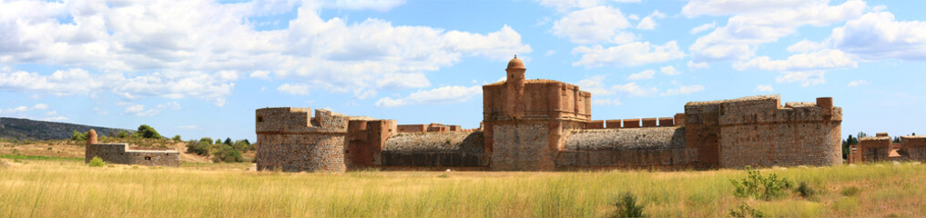 Panoramic view of Salses fortress, Salses-le-Château, Eastern Pyrenees, Languedoc-Roussillon region