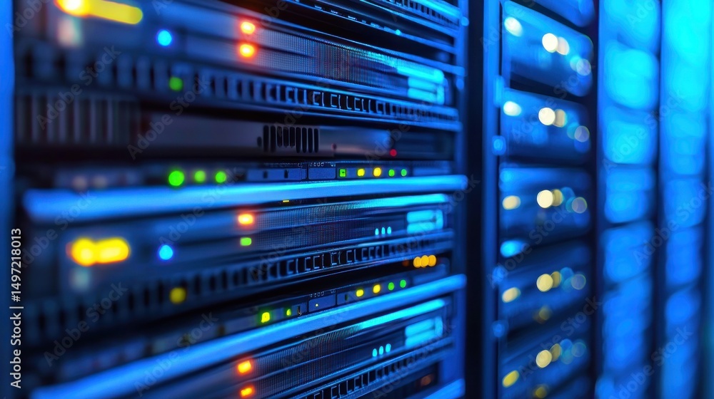 Poster server room: high-tech data center infrastructure