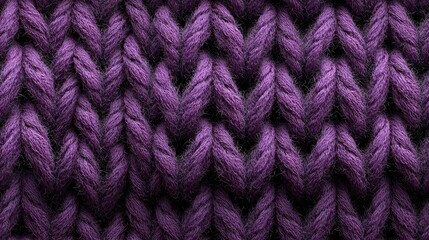 Dark purple seamless knit texture with detailed woven fibers, close-up sweater pattern in flat lighting, ideal for displacement maps, fabric surfaces, textile design and 3D rendering use