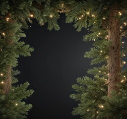 Endless loop of lush pine, garland, & twinkling lights ,  branch, christmas border,  border