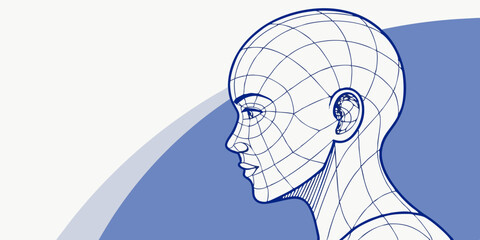 Human head silhouette profile illustration, a concept of mind and global thinking for business people