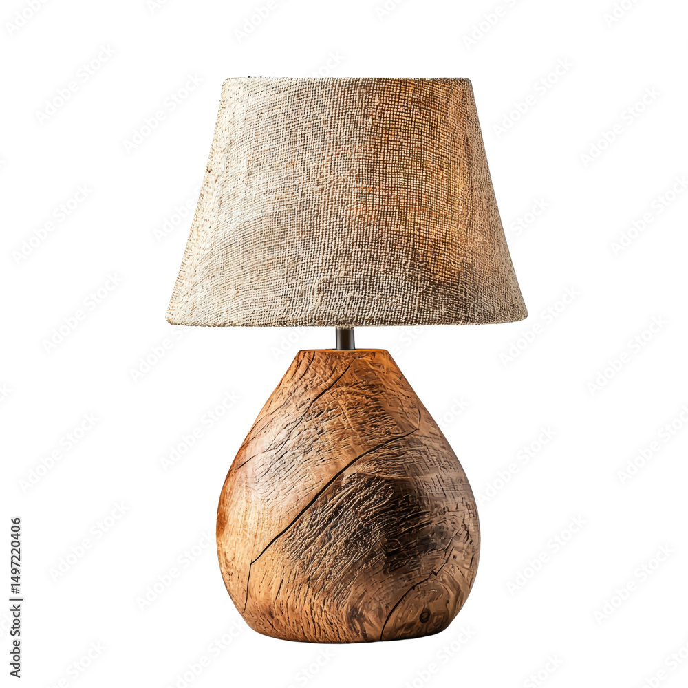 Poster stylish wooden lamp with textured fabric shade, perfect for adding warmth to any room. its unique de
