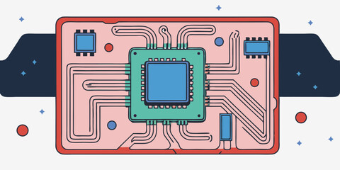 Electronic circuit board with a computer chip, illustrating modern technology and digital hardware concepts