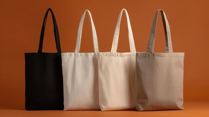A 4K photo of stunning Array of Versatile Reusable Canvas Tote Bags: Chic, Sustainable, and Stylish Shopping Companions.