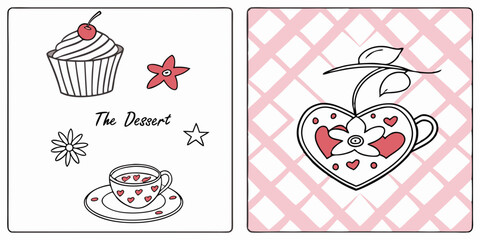 A vector set of lovely wedding icons and holiday heart decorations