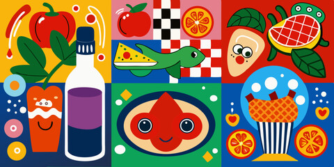 Seamless vector  holiday pattern with happy birds and flowers