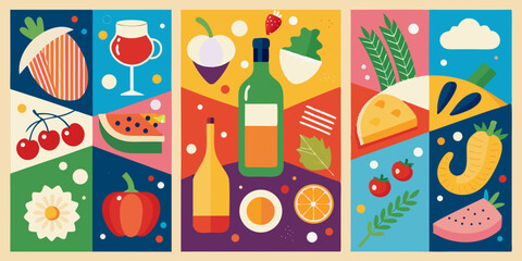 Seamless vector illustration of Easter eggs with cutlery on a wooden background, a festive food design