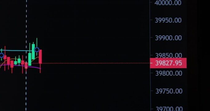 Stock market online downtrend chart of Bitcoin currency - investment, e-commerce, finance concept.