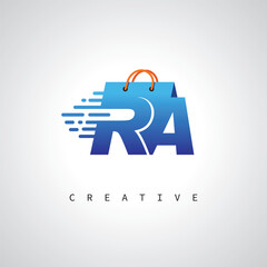 RA Monogram Shopping Logo – Creative Vector Design for Modern E-commerce Branding