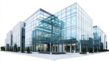 Fototapeta premium A 4K photo of modern Office Building Architecture: Glass Facade and Urban Design on white background.