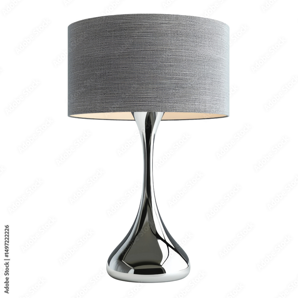 Poster modern table lamp with sleek chrome base and textured gray shade, perfect for adding elegance to any