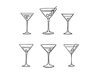 Martini Cocktail Outline Design