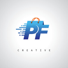 PF Monogram Shopping Logo – Creative Vector Design for Modern E-commerce Branding