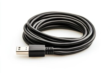 Coiled usb cable for data transfer and charging devices. use cases: technology, connection, electronics.