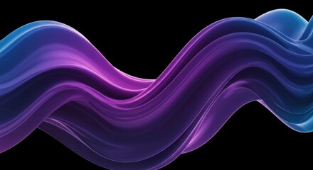 Abstract Purple and Blue Swirling Waves Fluid Dynamic Design 3D Render