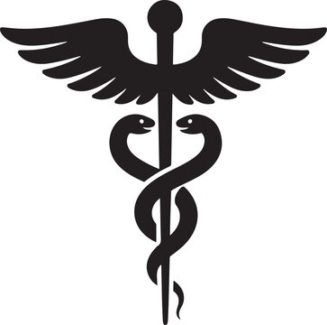 caduceus medical icon, medical caduceus silhouette vector, madical logo