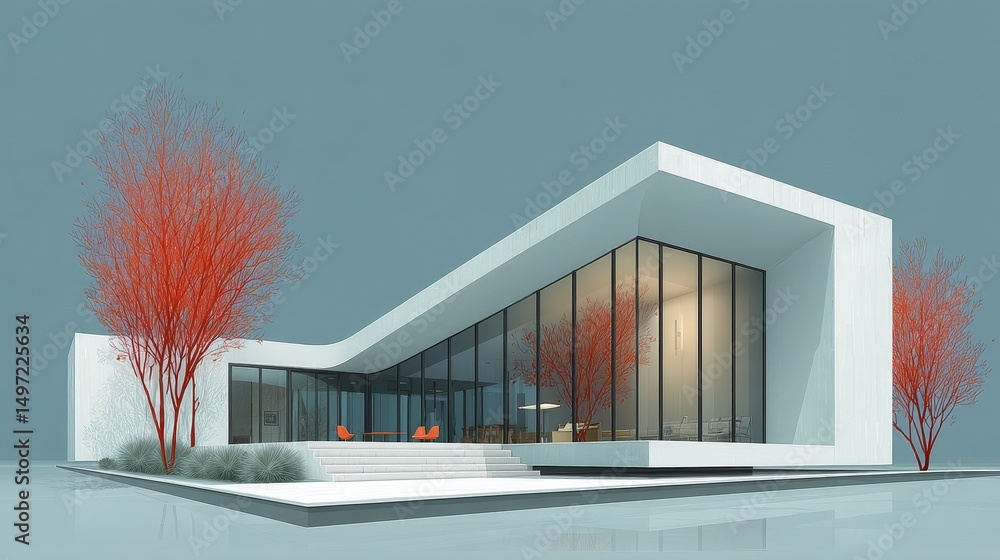 Aufkleber modern museum building with minimalist design and clean architectural lines emphasizing simplicity a