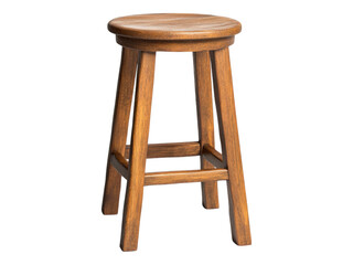 Simple Wooden Stool on Isolated Transparent Background