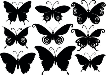 Set Of Butterflies silhouette.  Butterfly collection.