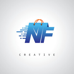 NF Monogram Shopping Logo &ndash; Creative Vector Design for Modern E-commerce Branding