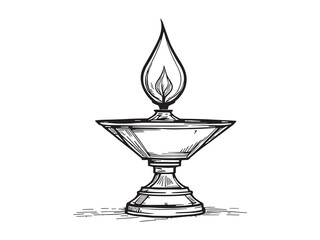 Fototapeta premium Old Oil Lamp Minimalist Line Art