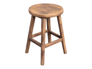 Isolated Wooden Stool on Transparent Background for Creative Use