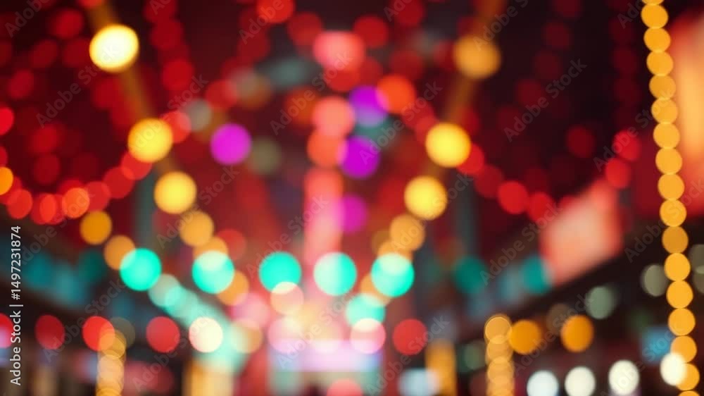 Poster a video showing vibrant blurred lights shining in darkness creating an abstract and colorful spectac