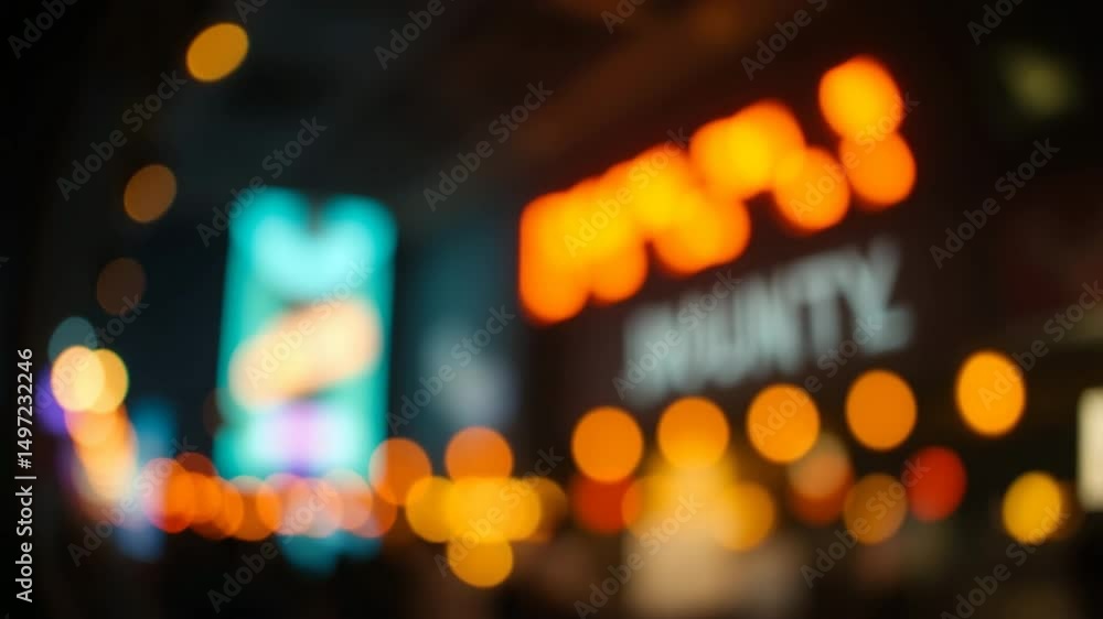 Poster a video showing vibrant blurred lights shining in darkness creating an abstract and colorful spectac